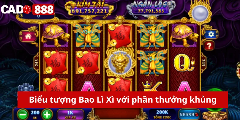 Slot game Thần Tài Biểu tượng Bao Lì Xì với phần thưởng khủng